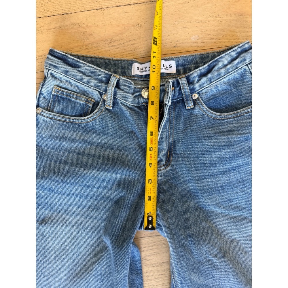 Sky Dolls Tall Women Baggy Straight Leg Jeans Medium Wash Blue 100% Cotton XS - Picture 4 of 12